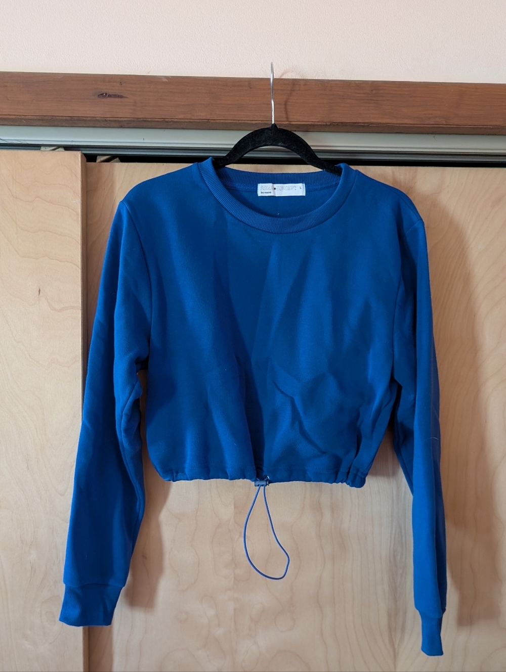 Cropped Drawstring Sweatshirt - Bright Blue